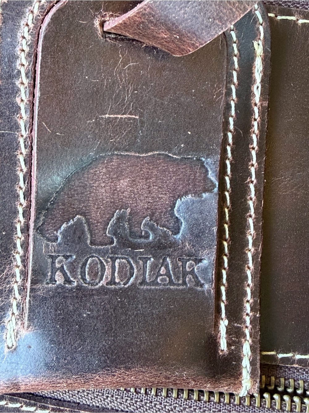 Kodiak Leather 30L Weekender Duffel Bag Shoulder Strap Antique Brown